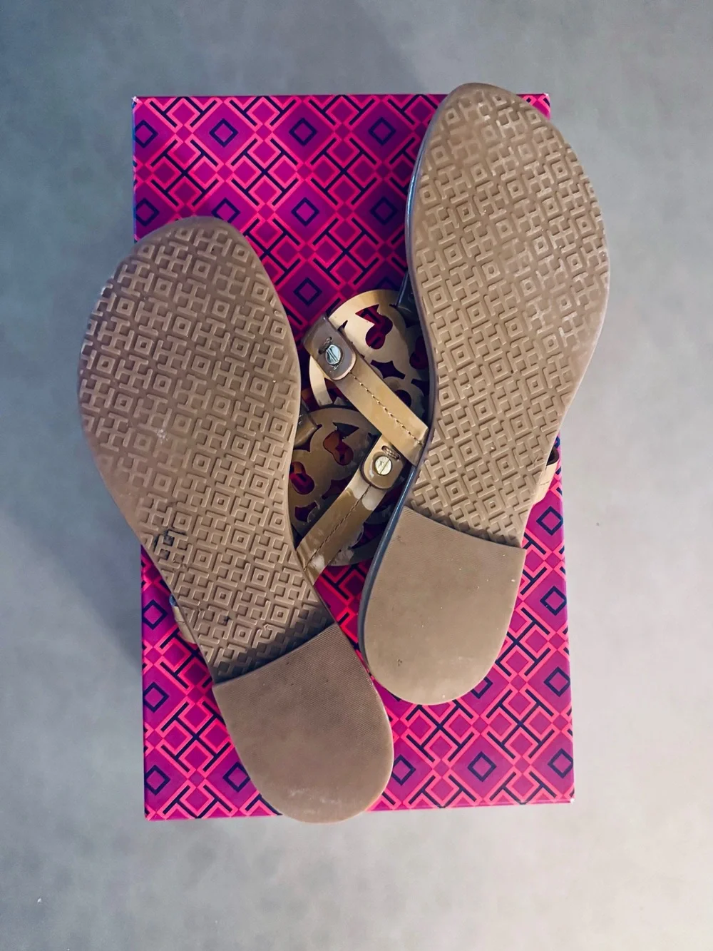 Tory Burch Miller Patent Leather Sandals - Sand - Size 7